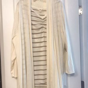 Terra & Sky off white and brown Tank and cardigan set. NWT